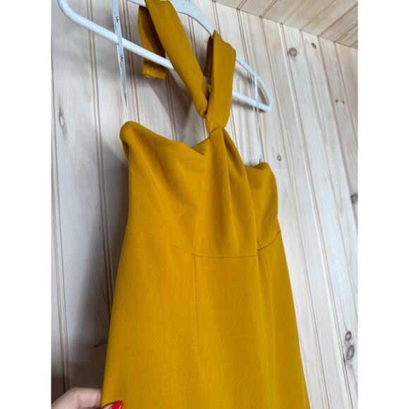 NWT Lulus Mesmerizing Perfection Yellow Halter Neck Backless Maxi Dress Size M - Picture 4 of 8